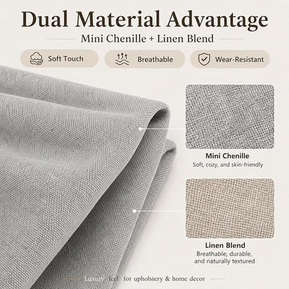 Mini Chenille Linen Blend Upholstery Fabric by the Yard, 57 Inch Wide Soft - Image 2