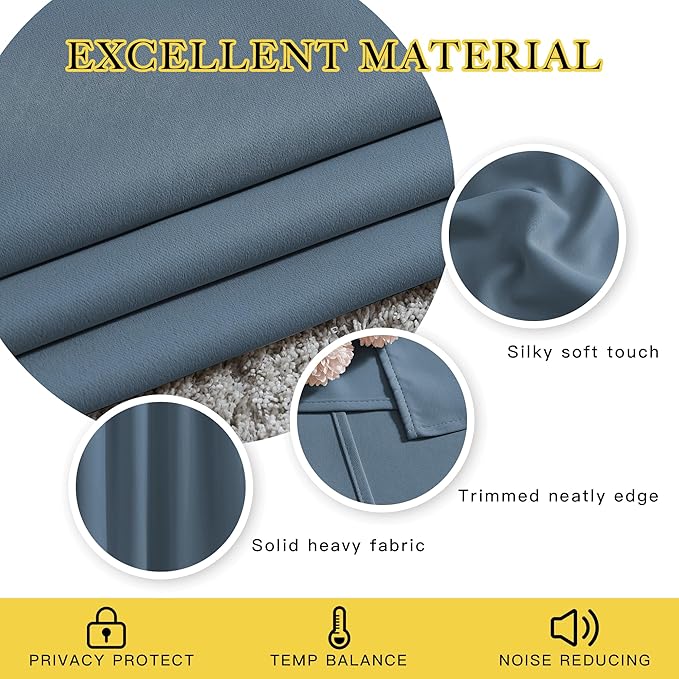 NICETOWN Patio Smoky Blue Curtain Shades - Image 3