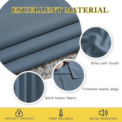 NICETOWN Smoky Blue Short Curtains 36 inches Long, Grommet Kitchen Window - Image 3