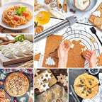 Rolling Pin and Silicone Pastry Mat Set, Adjustable Stainless Steel Dough Roller Pin with Silicone Brush for Pizza, Pie, Cookie, Pasta and Bread (Grey, 16.1 '')