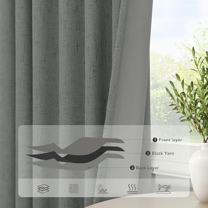 Dark Grey Curtains 108 Inches Long 2 Panels Set - Image 5