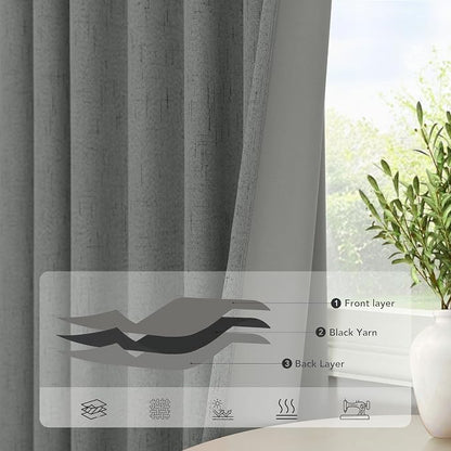 Office Curtains for Windows 102 Inches Long 2 Panel Set Blackout Back Tab - Image 5