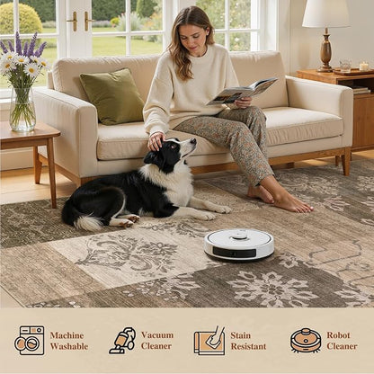 UERMEI 10x12 Area Rug for Living Room, Washable Brown Modern Geometric - Image 5