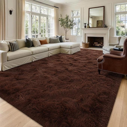 9x12 Extra Large Brown Fluffy Area Rug Non-Slip - Image 2