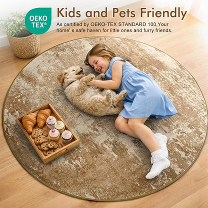 4Ft Round Area Rugs for Living Room, Soft Non-Slip Washable Rugs Modern - Image 5