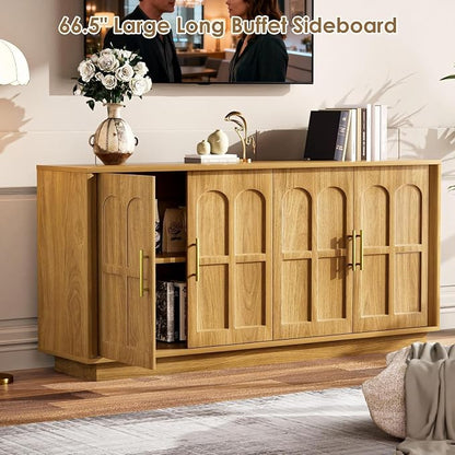 67'' Modern TV Stand for TVs up to 75'', Long Media Console - Image 7