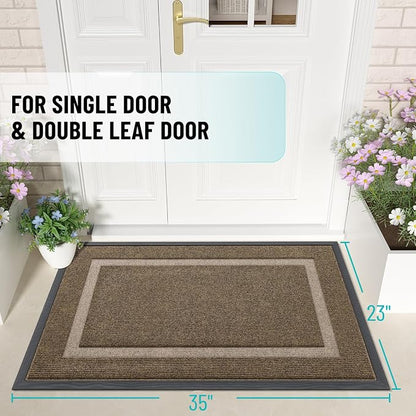 OLANLY Front Door Mat Outside 35x23, All-Season Heavy-Duty Rubber Doormat | - Image 2