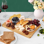 Homaxy Organic Bamboo Cutting Boards for Kitchen, 15"x10" Wooden Medium Cutting Board with Juice Groove and Handles, Charcuterie Butcher Block Wood Serving & Chopping Board - Pre Oiled