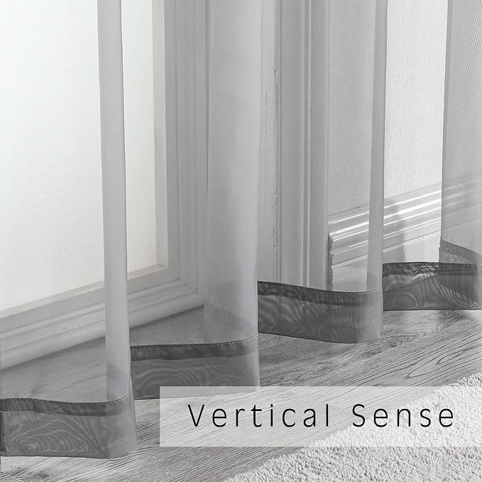 Grey Sheer Curtains 144 inch Extra Long, Elegant and Airy Drapes Translucent - Image 4
