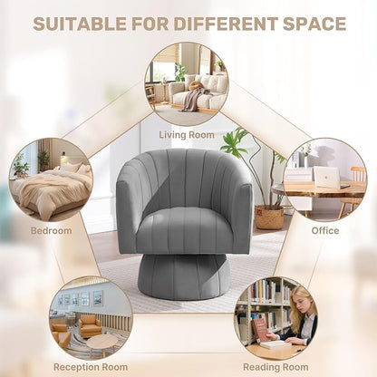 Swivel Accent Barrel Chair Set of 2, Cute Comfy Small Round 360° Arm Chair - Image 6
