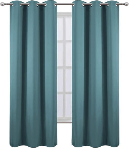 Sea Teal Thermal Blackout Curtains/42 x 84 Inch/Set of 2 Panels Room Darkening - Image 2