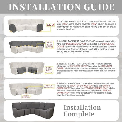 100% Waterproof Sectional Recliner Couch Covers - Image 7