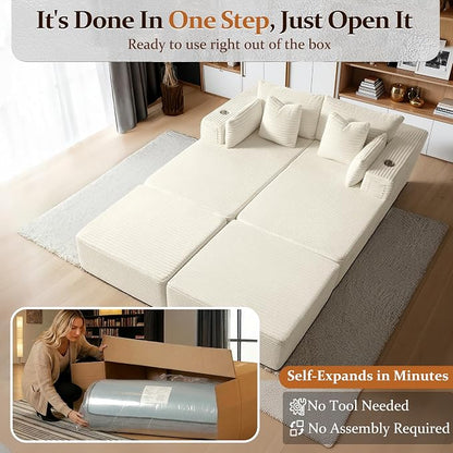 72" Cloud Sectional Couch, Comfort Sleep Sofa - Image 3