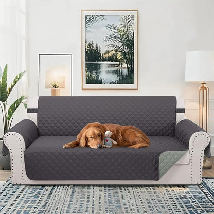 Reversible 45" Small Loveseat Sofa Covers, Dark Grey/Grey | Loveseat Covers - Image 2