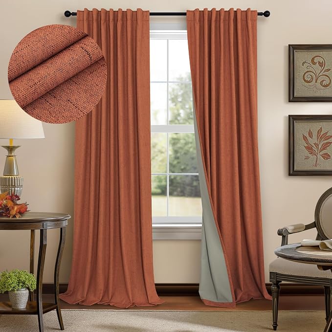 Pitalk Boho Blackout Curtains for Living Room Linen Textured Bohemian Vintage by Pitalk
