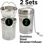 32oz Borosilicate Glass Water Bottle with Bamboo Lid and 2 Tea Infuser Sets for Fruit Infused Water and Cold Brew Coffee - Tea Strainer for Loose Leaf Tea (Flower)