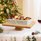 HBlife Cake Stand with Lid (16.5"), Multifunctional Cake Stand with Acrylic Dome, Rectangular Bamboo 2-in-1 Cake Plate Display Stand with Cover for Baking Gifts, Birthday Kitchen Parties, Weddings