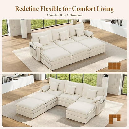 Vesgantti 108" Sectional Sleeper Sofa, 6-Seater Oversized Modular Cloud Couch - Image 7