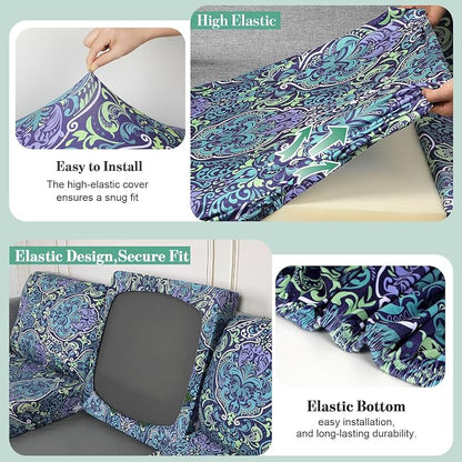 8Pcs Patio Cushion Covers Stretch Outdoor Furniture Protector Slipcovers | - Image 4