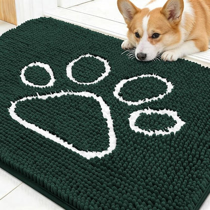 OLANLY Dog Door Mat for Muddy Paws 30x20, Paw Print Design Chenille Mud Mat | by OLANLY