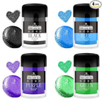 Edible Glitter Set - Luster Dust Edible Set 4 Metallic Colors - Food Grade Coloring Glitter Shimmer Dust Powder for Cocktail, Wine, Cake Decorating, Drinks, Candy, Baking, Cookie, Fondant - 5g Each