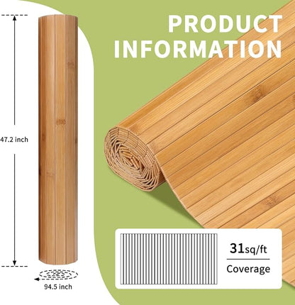 Natural Bamboo Wall Panel 48 x 94.5 Inch, Renewable Pole Wrap Bamboo - Image 3