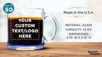 Custom Libbey Clear Glass Coffee Mugs 13 oz. Set of 50, Personalized Bulk Pack - Perfect for Coffee, Tea, Espresso, Hot Cocoa, Other Beverages - Blue Bottom