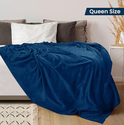 Utopia Bedding Ultra Soft Fleece Bed Blanket Queen Size Navy | Microfiber Plush - Image 2