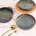 Ceramic Pie Pan Quiche Baking Dish, 9 Inch Round Ruffled Edge Au Gratin Baking Dishes, 27 Ounces Non-Stick Pie Dish, Tart Pan, Pie Plate for Apple, Oven, Dishwasher and Microwave Safe