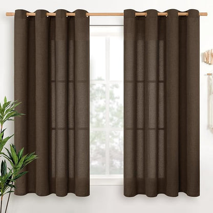 YoungsTex Short Linen Curtains 45 Inch Length by YoungsTex