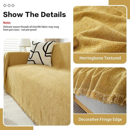 DREAMINGO Modern Minimalism Mustard Yellow Couch Cover Sectional Sofa Covers - Image 3