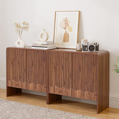 FurSch Fluted Sideboard Buffet Cabinet Set of 2, Mid Century Modern Storage by FurSchFurniture