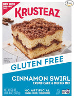 Krusteaz Gluten Free Baking Mix, Cinnamon Swirl Crumb Cake & Muffin Mix, Gluten Free with No Artificial Flavors, Colors or Preservatives, 20 Ounce (Pack of 3)