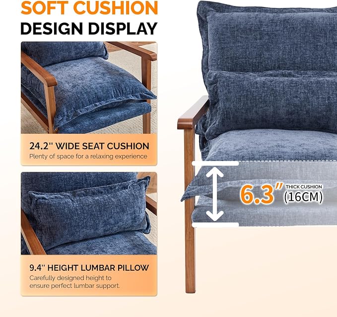 VINGLI Mid-Century Modern Cloud Accent Armchairs set of 2 - Image 7
