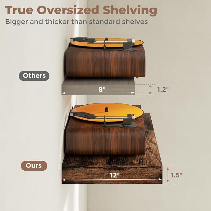 12 inch Deep Floating Shelves for Wall, 48 inch Wide Engineered Wood Wall - Image 5