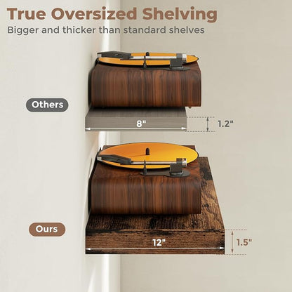 12 inch Deep Floating Shelves for Wall, 72 inch Wide Engineered Wood Wall - Image 5