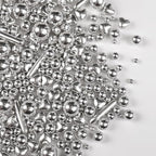 Silver Pearl Rods Heart Sprinkles, Baking Sugar, Silver Sprinkles for Cake, Mix Size, Cupcake Decoration, Holiday, Mother's Day, Wedding Party Supplies
