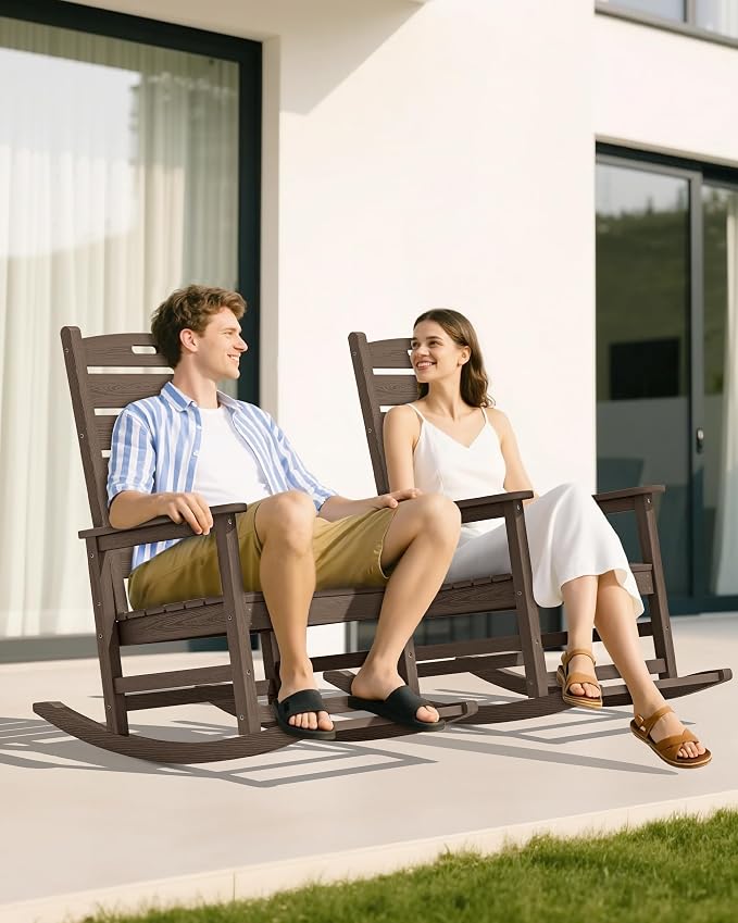 SERWALL Outdoor Rocking Chair, Oversized Rocking Chair - Image 7