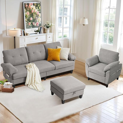 2 Piece Sectional Sofa Set, 3 Seat L Shaped Couches by soscana