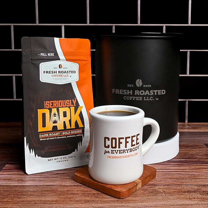 Fresh Roasted Coffee, Seriously Dark Artisan Blend, 12 oz, Dark Roast, Kosher, Whole Bean