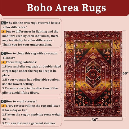 SERISSA 3x5 Washable Non Slip Boho Area Rug - Image 2