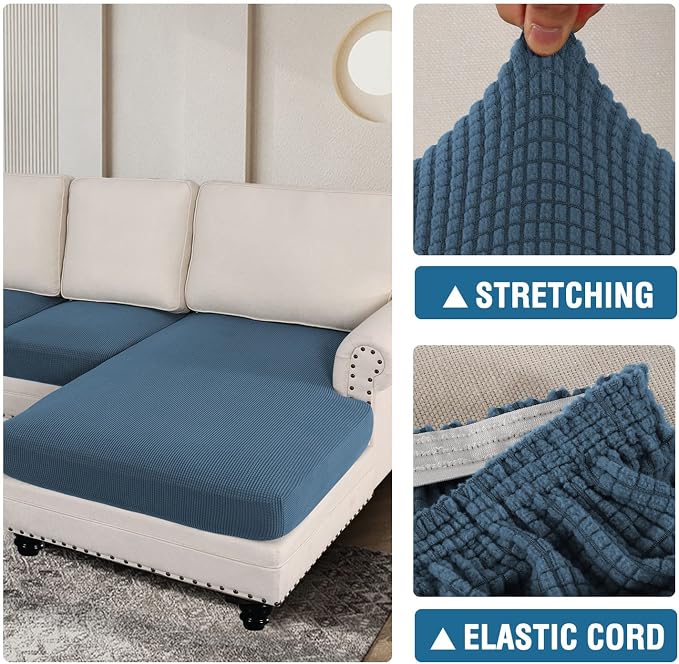 H.VERSAILTEX Sectional Couch Covers 3 Pieces Sofa Seat Cushion Covers L Shape - Image 6