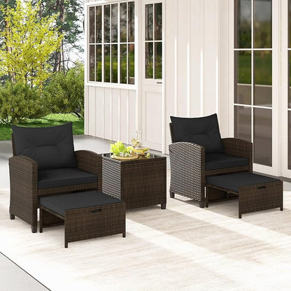 Tangkula 5 Pieces Patio Conversation Set, PE Wicker Rattan Outdoor Furniture Set - Image 3