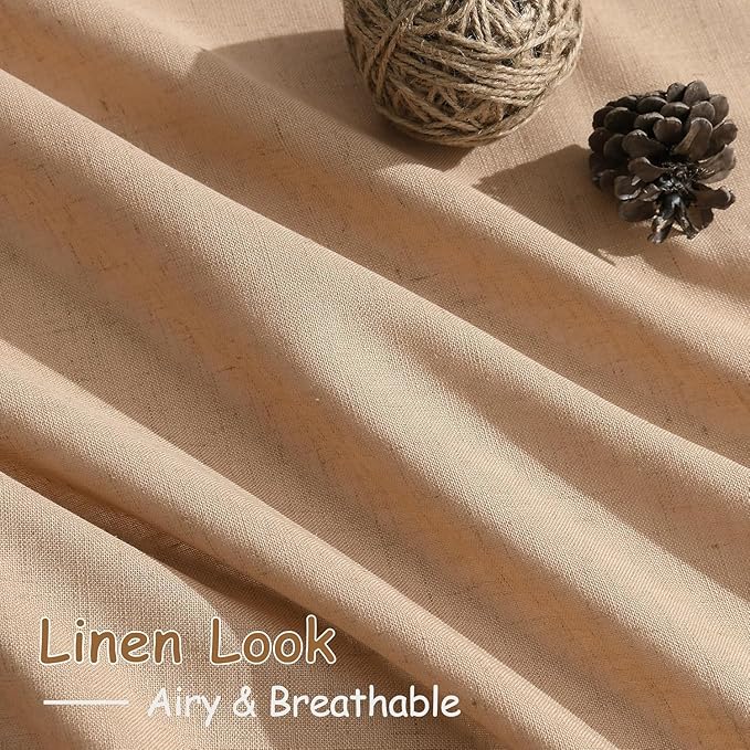 Camel Linen Curtains for Living Room 92 Inches Long Back Tab and Rod Pocket - Image 4
