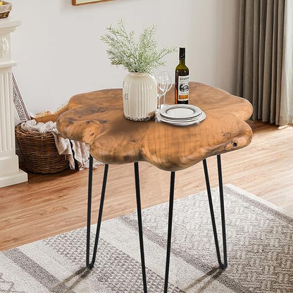 19.5 Inch Live Edge Side Table, Wood Freeform Small End Table by HOEGMST