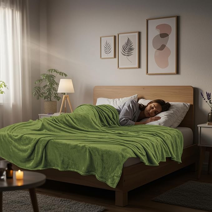 Utopia Bedding Ultra Soft Fleece Bed Blanket Twin Size Olive | Microfiber Plush - Image 6