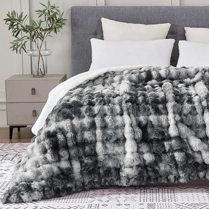 60x80 Inches Ultra-Soft Fuzzy Faux Fur Plush Twin Size Blanket by Serenhom