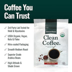 Natural Force - Organic Clean Coffee Classic, Mold & Mycotoxin Free, Lab Tested for Toxins & Purity, Low Acidity, Incredible Taste & Aroma, Whole Bean Medium Roast, 12 oz