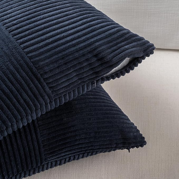 Fancy Homi 2 Packs Navy Blue Euro Decorative Throw Pillow Covers 28x28 Inch - Image 4