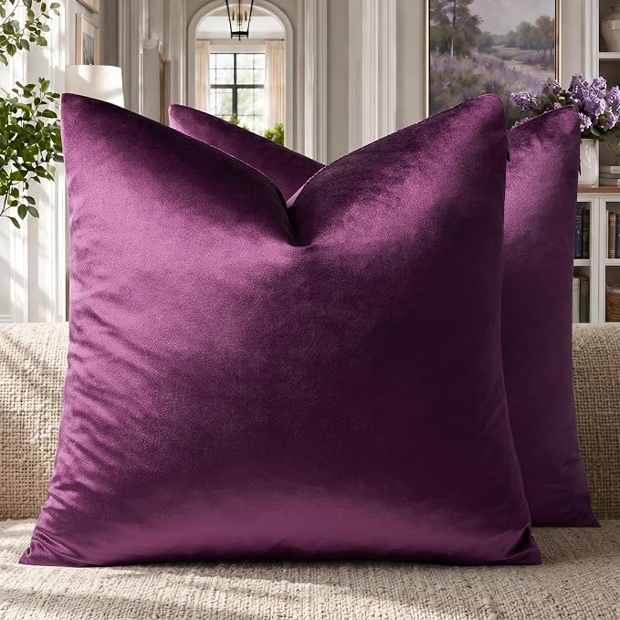 GIGIZAZA Velvet Pillow Covers 16x16 Decorative Pillows Pack of 2 Purple | Throw by GIGIZAZAFocusingonhomedecoration